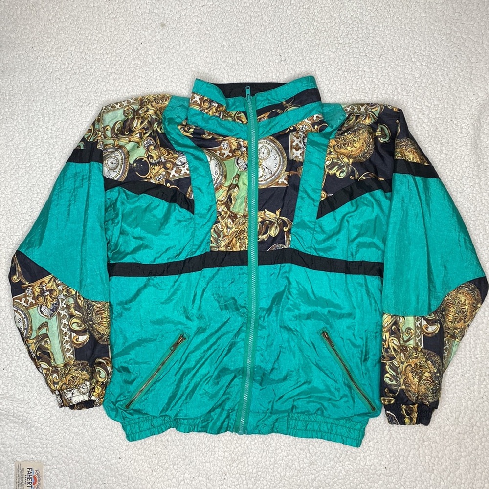 Vintage Olympic Exposure Colorblack Clocks Track Jacket: Size Small